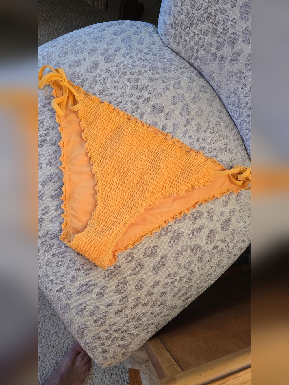 Hollister, NWOT,  Lily Yellow-Orange Smocked Bikini Bottom, L